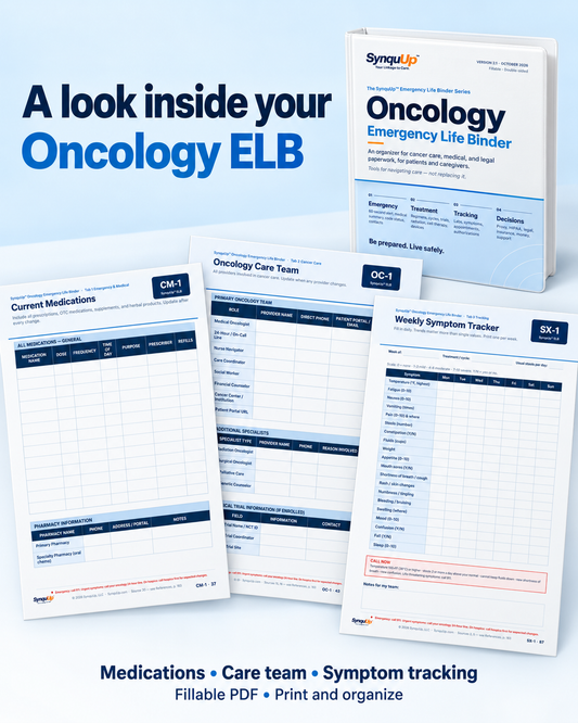 Inside the SynquUp Oncology Emergency Life Binder
