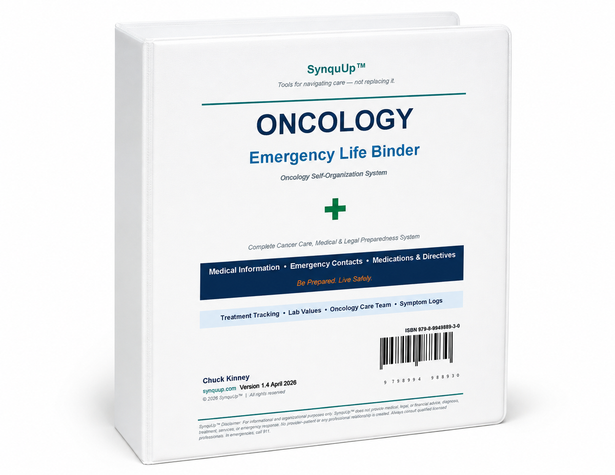 SynquUp Oncology Emergency Life Binder, product preview