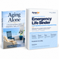 Aging Alone book and SynquUp Emergency Life Binder together