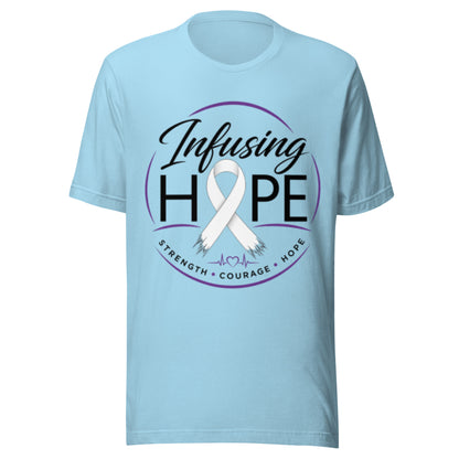 Unisex t-shirt in Ocean Blue, front view