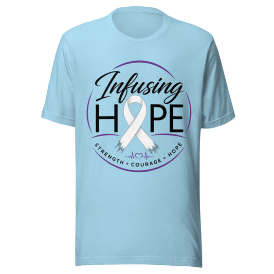 Unisex t-shirt in Ocean Blue, front view