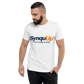 White SynquUp™ tri-blend t-shirt, front view, with the navy and orange SynquUp™ logo and the tagline “Your Linkage to Care.”