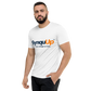 SynquUp™ “Your Linkage to Care.” white tri-blend t-shirt, left front angle